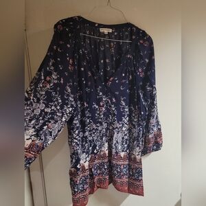Artisan NY Womens Plus Size  Top Multi Color Top Boho Floral